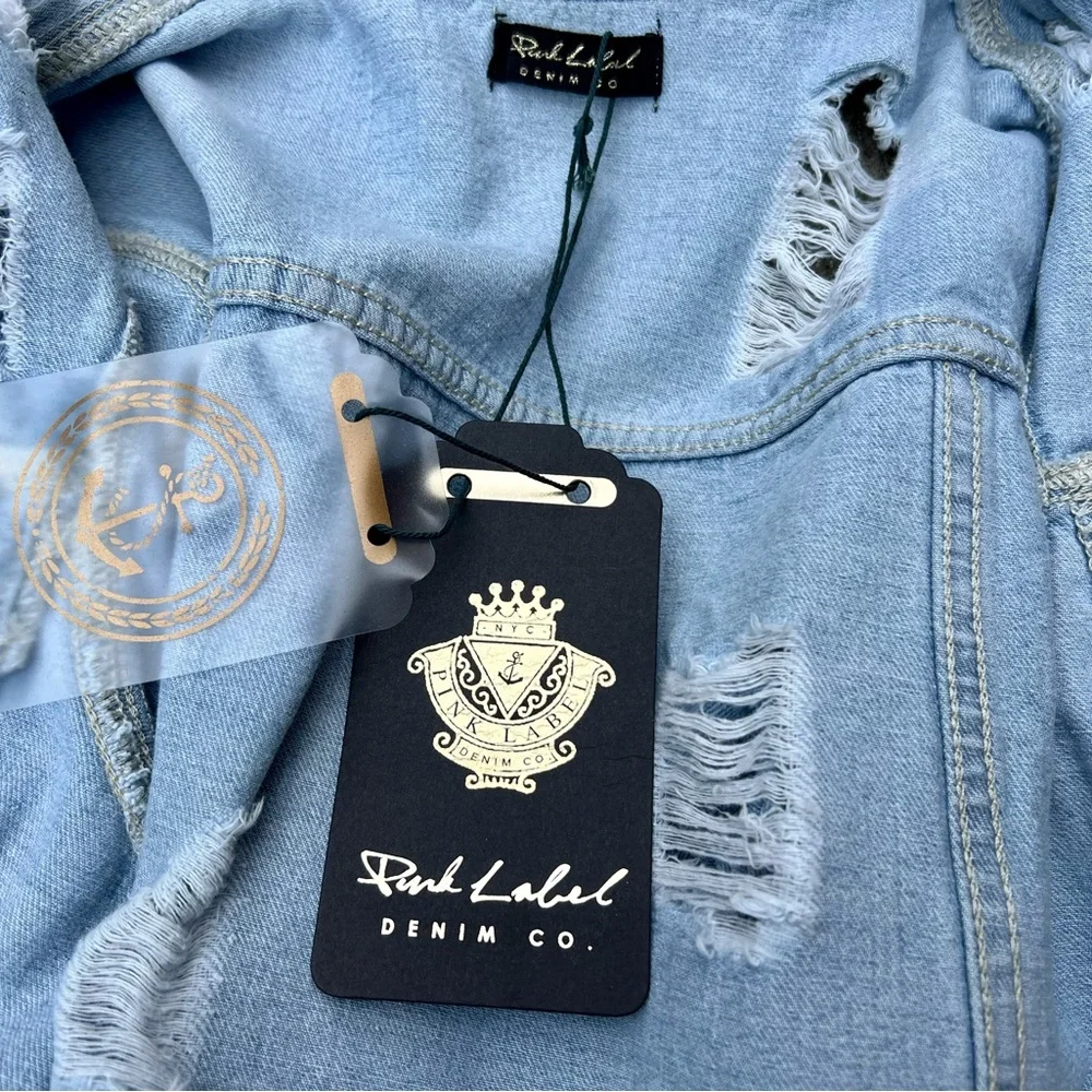 Distressed Blue Jean Long Jacket Duster Topper NWT - Picture 2 of 8